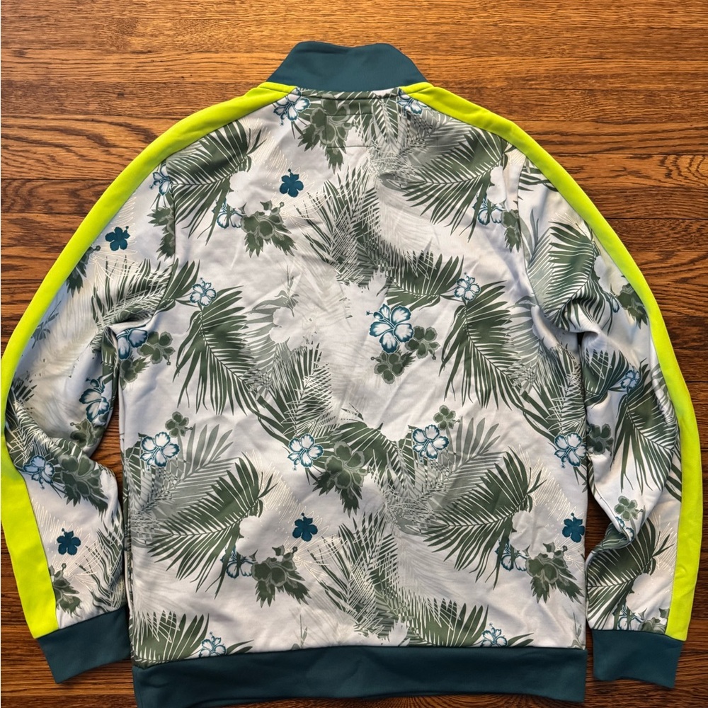 #606 GUESS Floral/ PALM PRINT WARMUP Jacket - Green and Blue - Picture 13 of 15